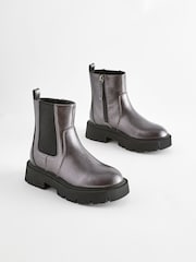 Silver Metallic Chunky Chelsea Boots - Image 1 of 5