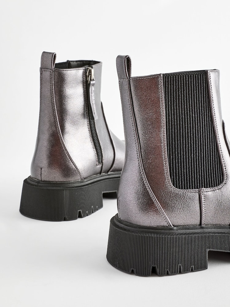 Silver Metallic Chunky Chelsea Boots - Image 5 of 5