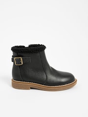 Black Leather Buckle Ankle Boots - Image 2 of 2