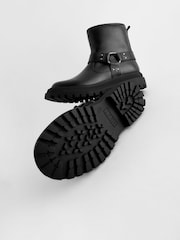Black Standard Fit (F) Harness Biker Boots - Image 6 of 8