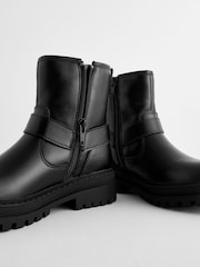 Black Standard Fit (F) Harness Biker Boots - Image 7 of 8