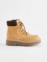 Tan Brown Lace-Up Chunky Boots - Image 4 of 7