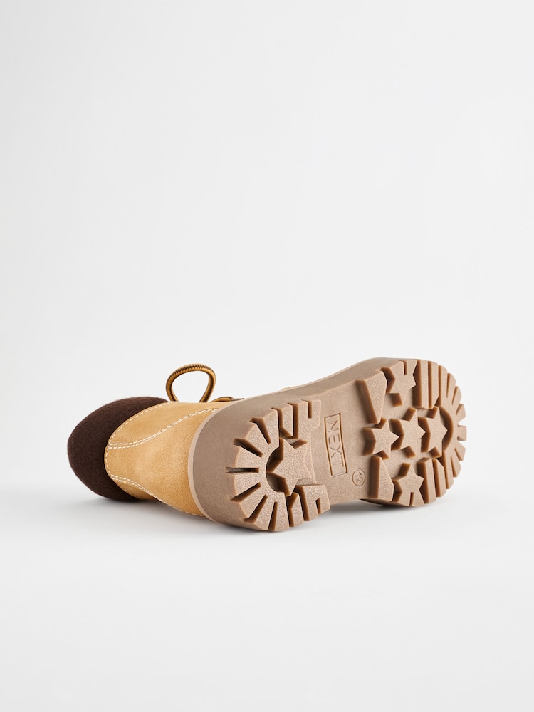 Tan Brown Lace-Up Chunky Boots - Image 5 of 7