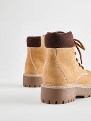 Tan Brown Lace-Up Chunky Boots - Image 6 of 7