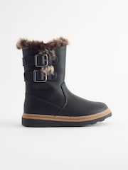 Black Standard Fit (F) Warm Lined Zip Boots - Image 2 of 4