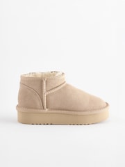 Neutral Flatform Mini Warm Lined Water Repellent Suede Pull-On Boots - Image 2 of 5
