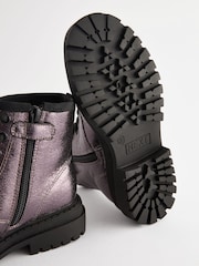 Silver Metallic Standard Fit (F) Warm Lined Lace-Up Ankle Boots - Image 5 of 5