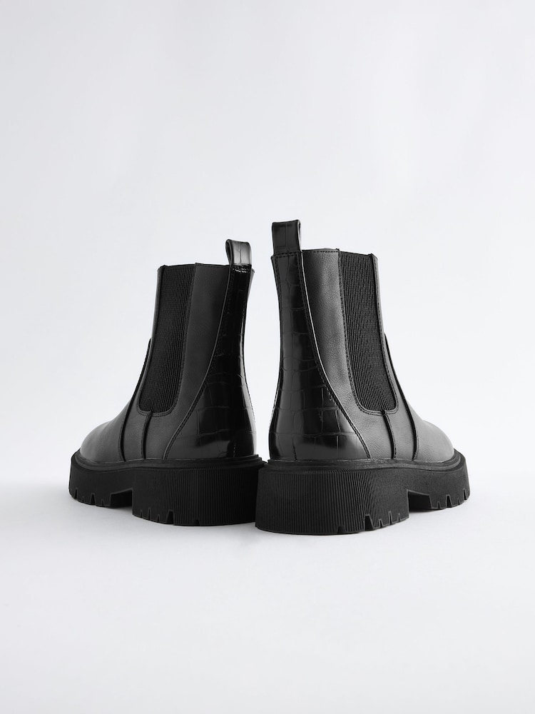 Black Chunky Chelsea Boots - Image 2 of 4