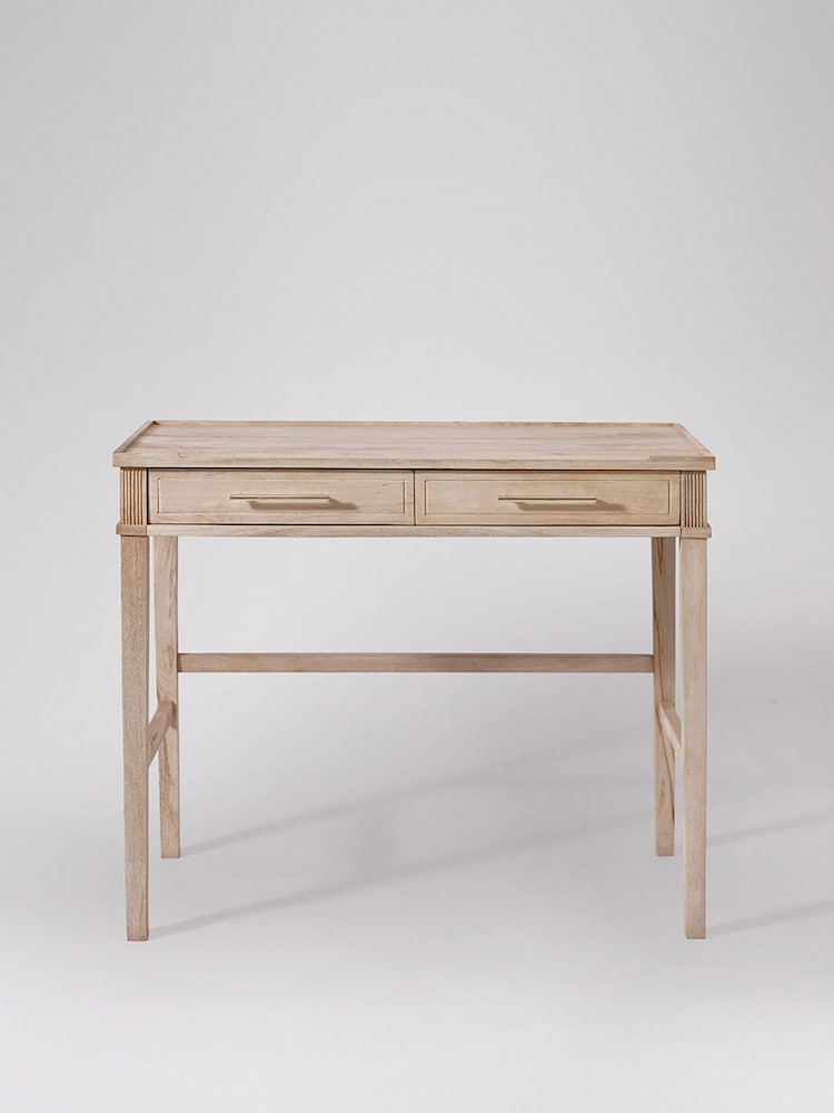 Swoon Light Brown Claudine Mango Wood 2 Drawer Desk - Image 1 of 6 Swoon Light Brown Claudine Mango Wood 2 Drawer Desk - Image 1 of 6