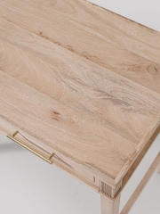 Swoon Light Brown Claudine Mango Wood 2 Drawer Desk - Image 3 of 6