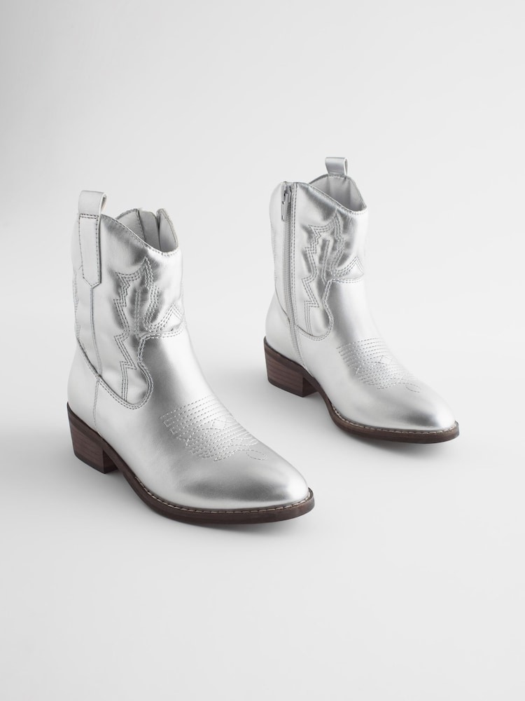 Argent - Bottes de cow-boy western à cheville - Image 3 of 9