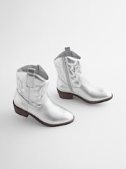 Silver Western Cowboy Ankle Boots - Image 4 of 9