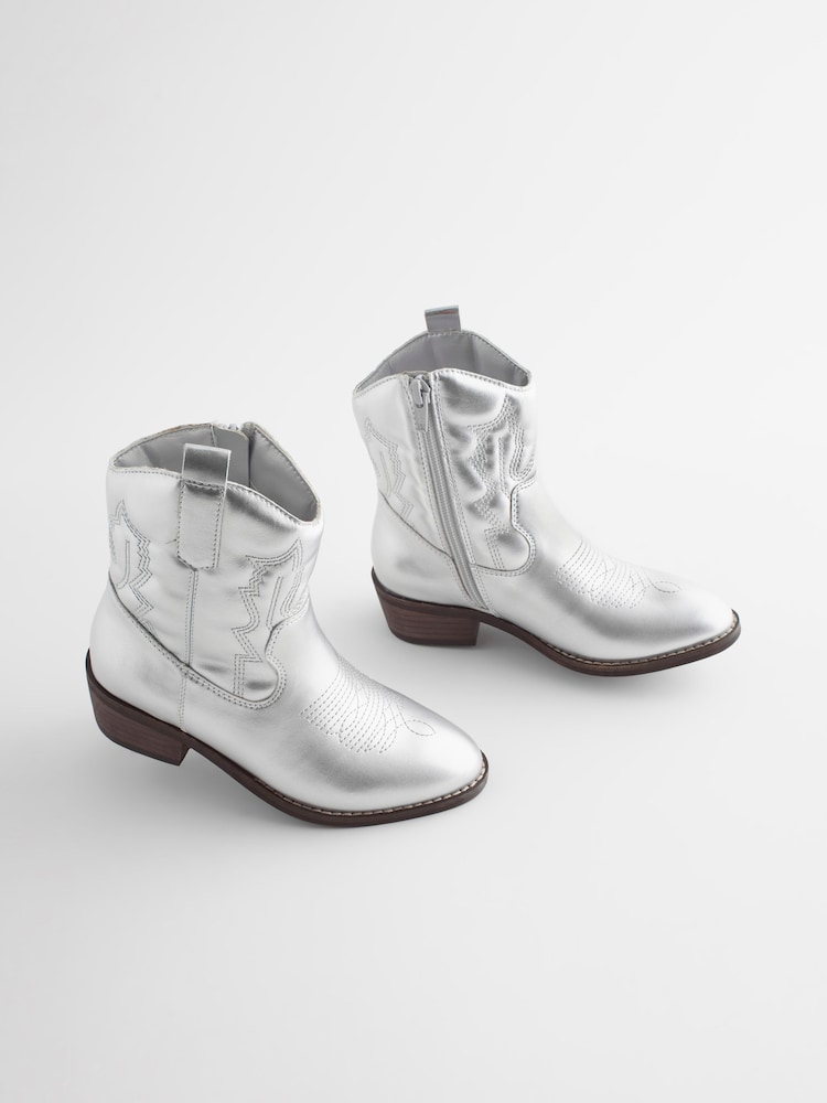 Argent - Bottes de cow-boy western à cheville - Image 4 of 9