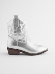 Silver Western Cowboy Ankle Boots - Image 5 of 9