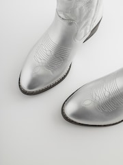 Silver Western Cowboy Ankle Boots - Image 9 of 9