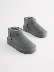 Grey Flatform Mini Warm Lined Water Repellent Suede Pull-On Boots - Image 1 of 5