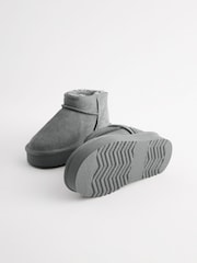 Grey Flatform Mini Warm Lined Water Repellent Suede Pull-On Boots - Image 5 of 5