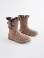Neutral Brown Standard Fit (F) Warm Lined Zip Boots - Image 1 of 5