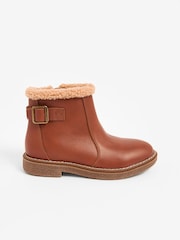 Tan Brown Leather Buckle Ankle Boots - Image 2 of 5