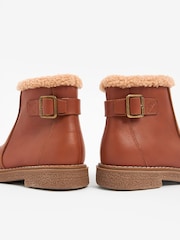 Tan Brown Leather Buckle Ankle Boots - Image 3 of 5