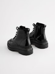 Black Lace Up Chunky Ankle Boots - Image 4 of 6