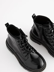Black Lace Up Chunky Ankle Boots - Image 6 of 6