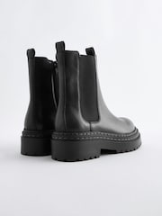 Black Leather Chunky Chelsea Boots - Image 3 of 5