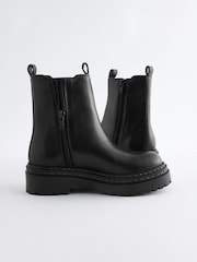 Black Leather Chunky Chelsea Boots - Image 4 of 5