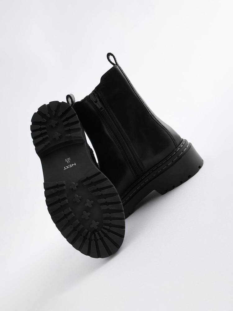 Black Leather Chunky Chelsea Boots - Image 5 of 5