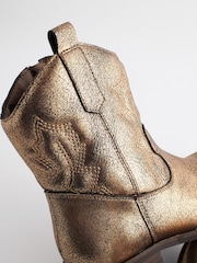 Gold Western Cowboy Ankle Boots - Image 5 of 6