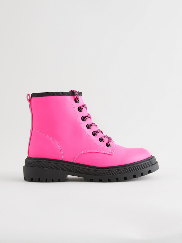 Pink Standard Fit (F) Warm Lined Lace-Up Ankle Boots - Image 4 of 8