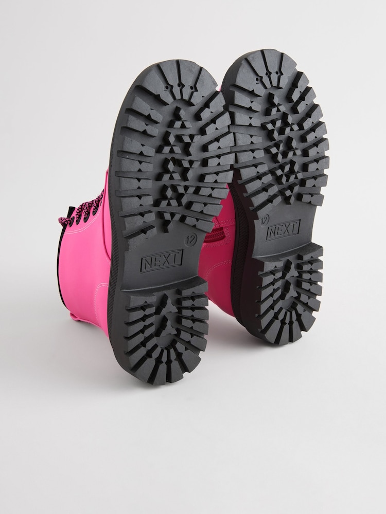 Pink Standard Fit (F) Warm Lined Lace-Up Ankle Boots - Image 6 of 8