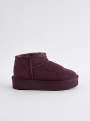 Burgundy Purple Flatform Mini Warm Lined Water Repellent Suede Pull-On Boots - Image 2 of 5