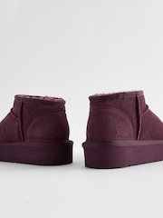 Burgundy Purple Flatform Mini Warm Lined Water Repellent Suede Pull-On Boots - Image 3 of 5