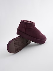 Burgundy Purple Flatform Mini Warm Lined Water Repellent Suede Pull-On Boots - Image 4 of 5