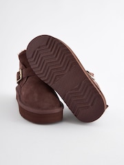 Brown Suede Buckle Pull On Boots - Image 4 of 5