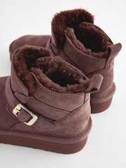 Brown Suede Buckle Pull On Boots - Image 5 of 5