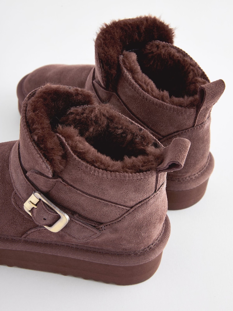 Brown Suede Buckle Pull On Boots - Image 5 of 5