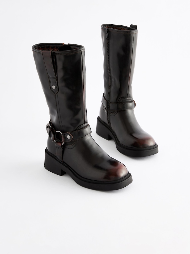Black Tall Buckle Biker Boots - Image 1 of 6