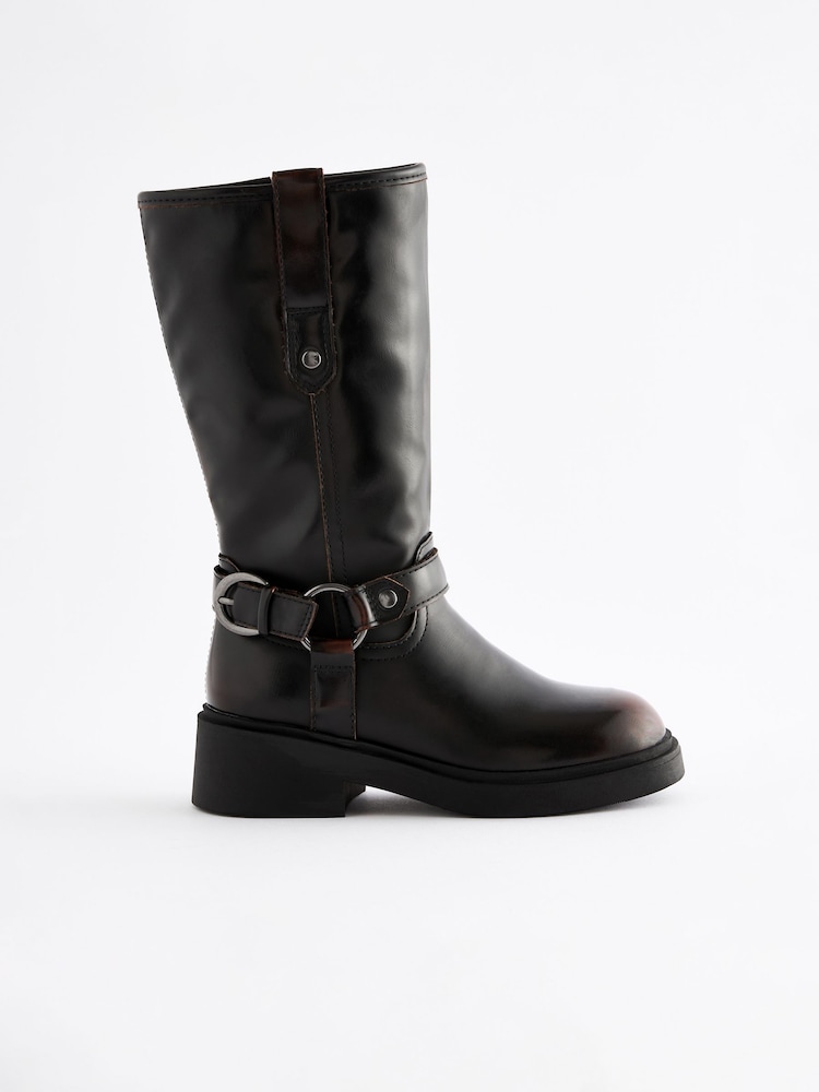 Black Tall Buckle Biker Boots - Image 2 of 6