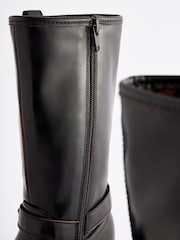Black Tall Buckle Biker Boots - Image 4 of 6