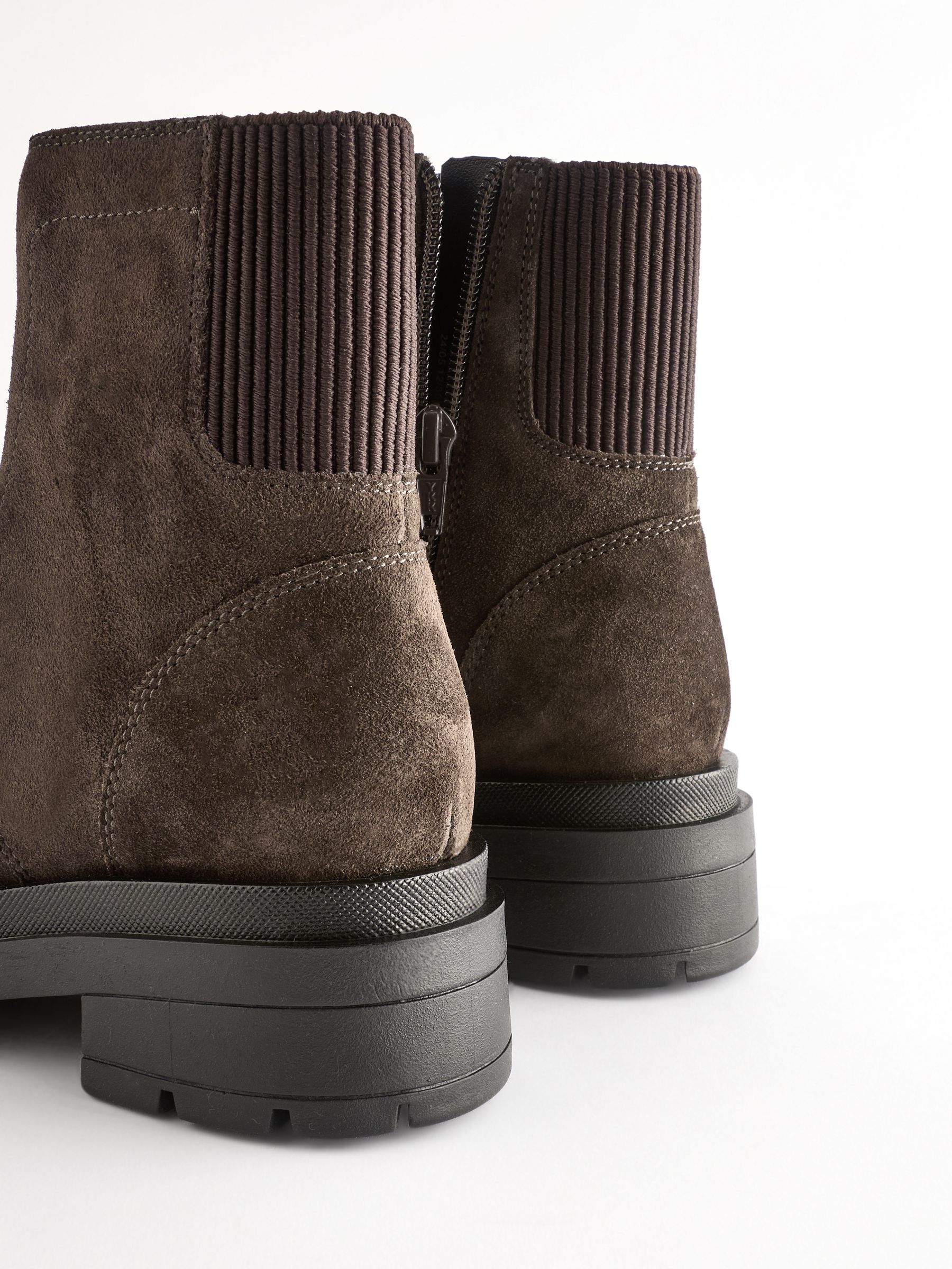 Buy Brown Suede Zip Front Chunky Boots from Next USA