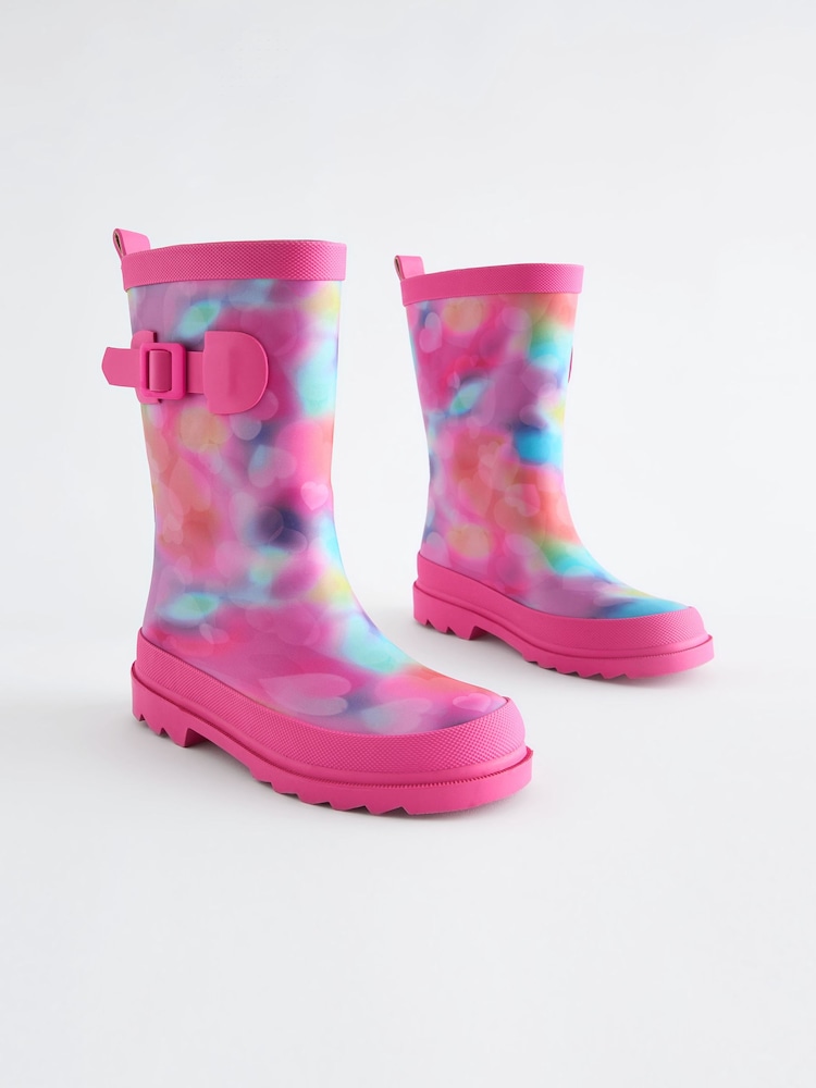 Marmordruck, Pink - Gummistiefel mit Schnalle - Bild 1 von 5 Marmordruck, Pink - Gummistiefel mit Schnalle - Bild 1 von 5