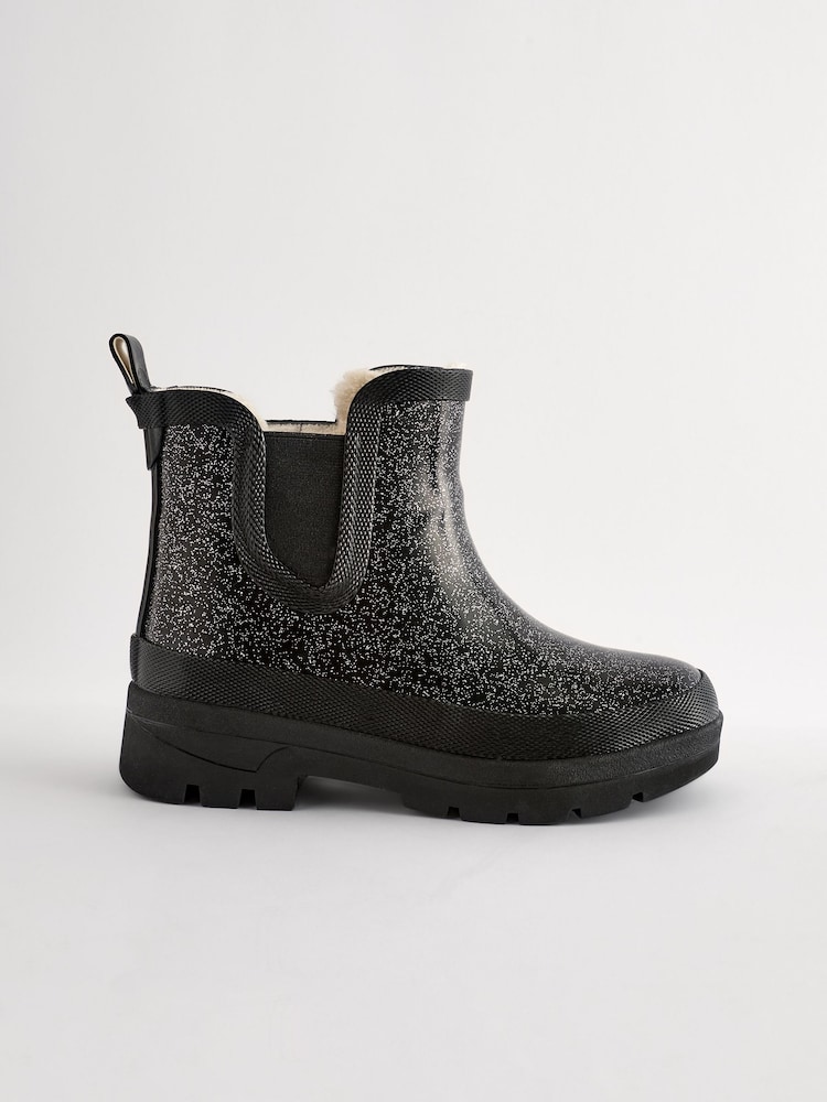 Black Glitter Chelsea Wellies - Image 2 of 6