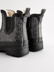 Black Glitter Chelsea Wellies - Image 3 of 6