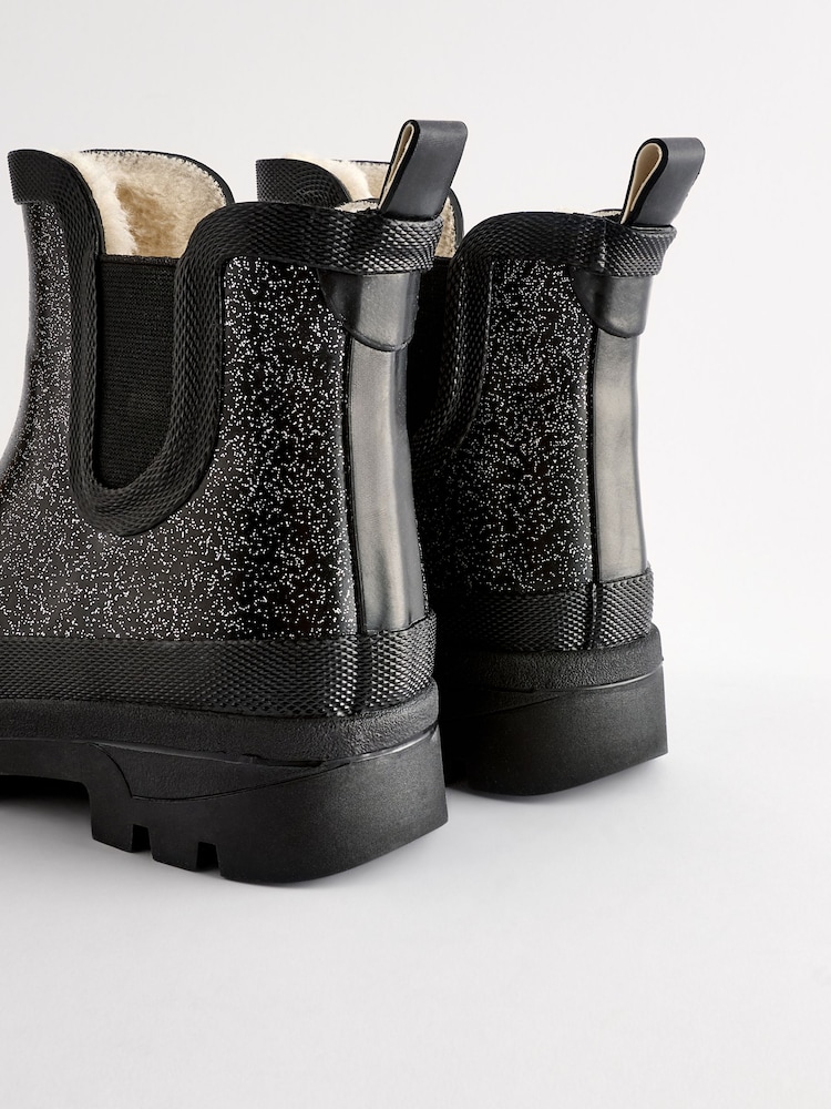 Black Glitter Chelsea Wellies - Image 3 of 6