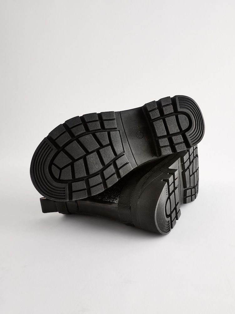 Black Glitter Chelsea Wellies - Image 4 of 6
