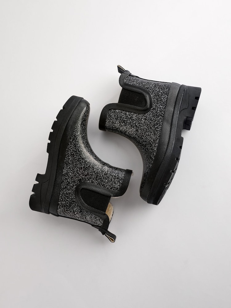 Black Glitter Chelsea Wellies - Image 5 of 6