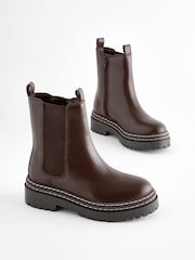 Brown Leather Chunky Chelsea Boots - Image 1 of 5