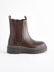 Brown Leather Chunky Chelsea Boots - Image 2 of 5